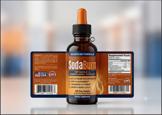 SodaBurn Metabolic Drops 180 day supply value pack bottle label